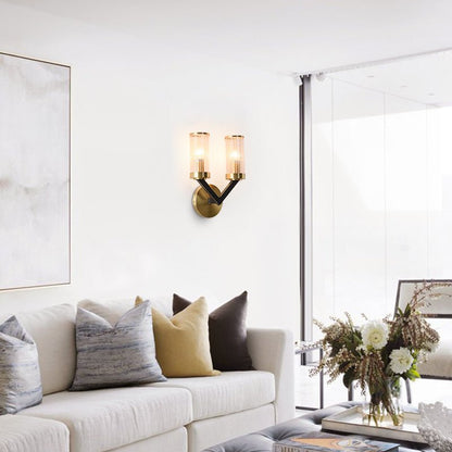 V Shape Brass Cylinder Wall Sconce Gold Finish | Solvica