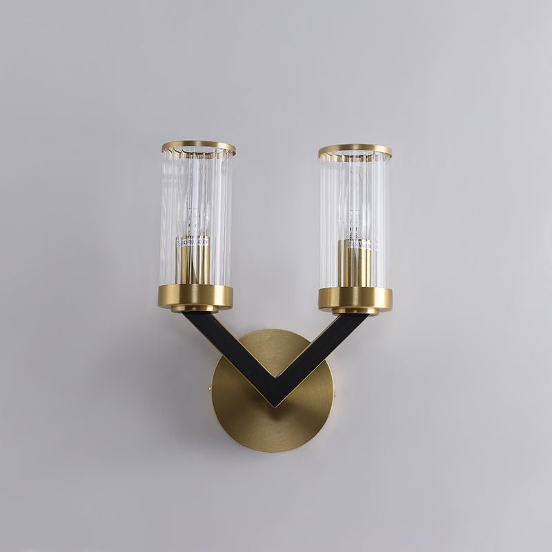 V Shape Brass Cylinder Wall Sconce Gold Finish | Solvica