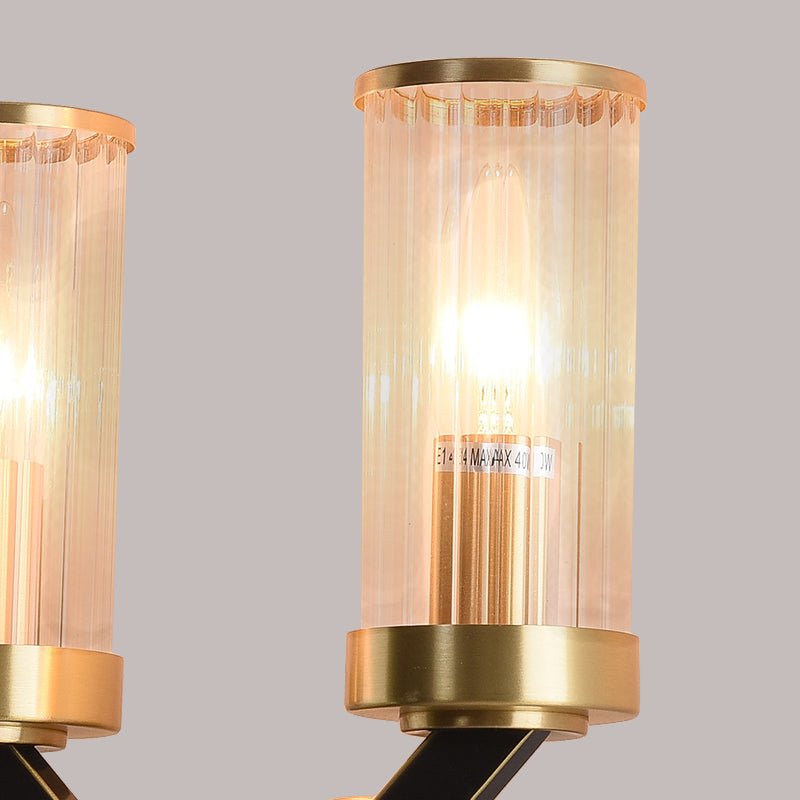 V Shape Brass Cylinder Wall Sconce Gold Finish | Solvica