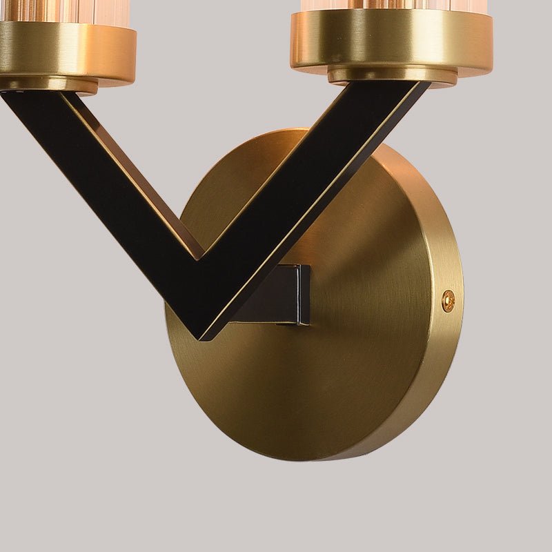 V Shape Brass Cylinder Wall Sconce Gold Finish | Solvica
