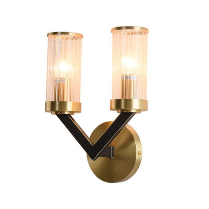 V Shape Brass Cylinder Wall Sconce Gold Finish | Solvica