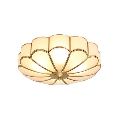 Vintage Brass Frosted Glass Flush Ceiling Light | Vireve