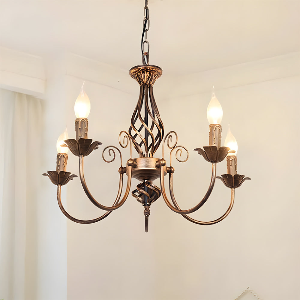 Vintage Bronze Iron Chandelier Dining Pendant | Ulnico