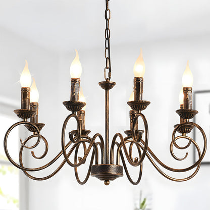 Vintage Bronze Iron Chandelier Dining Pendant | Ulnico