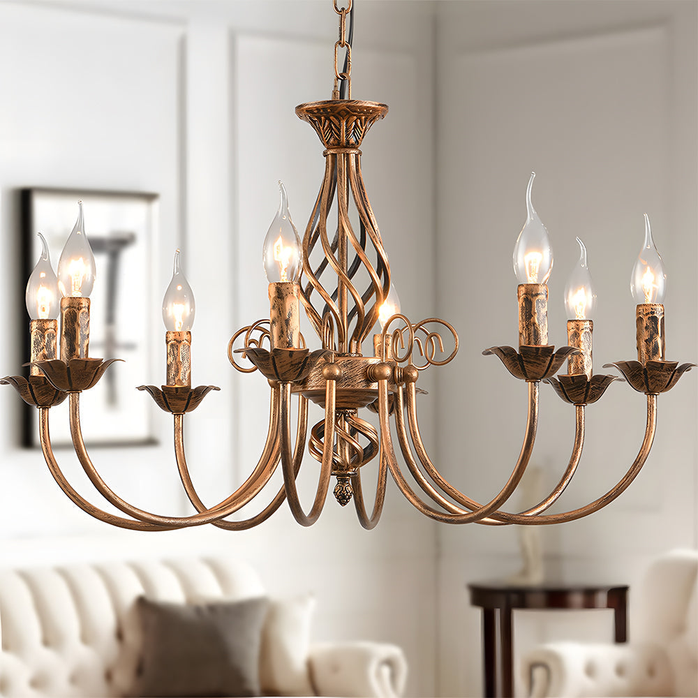 Vintage Bronze Iron Chandelier Dining Pendant | Ulnico
