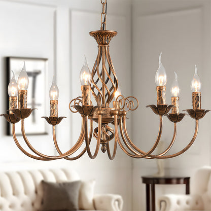 Vintage Bronze Iron Chandelier Dining Pendant | Ulnico