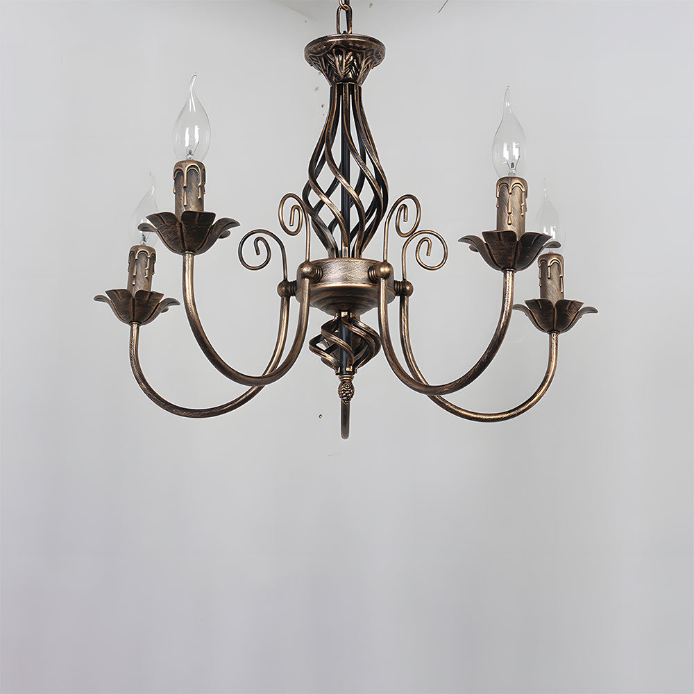 Vintage Bronze Iron Chandelier Dining Pendant | Ulnico