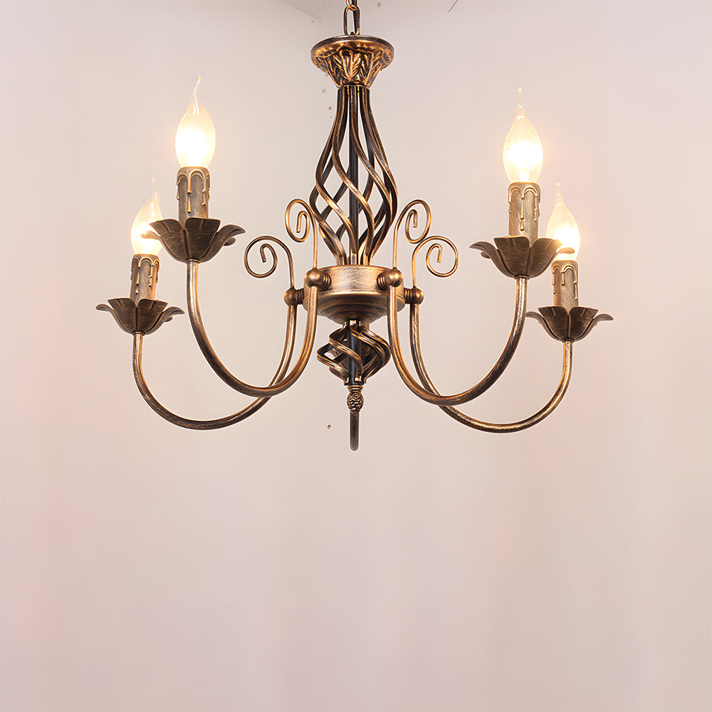 Vintage Bronze Iron Chandelier Dining Pendant | Ulnico