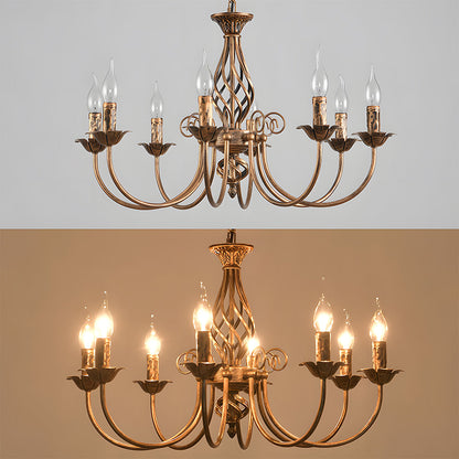 Vintage Bronze Iron Chandelier Dining Pendant | Ulnico