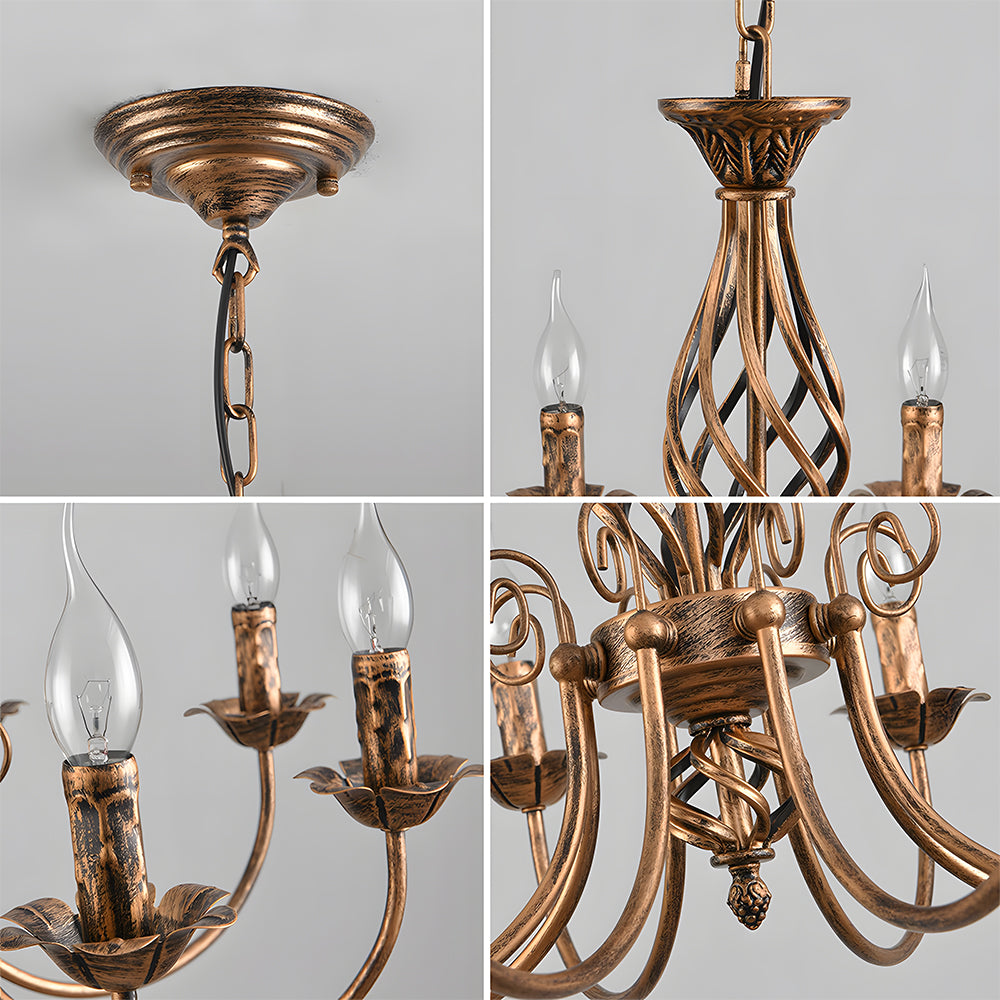 Vintage Bronze Iron Chandelier Dining Pendant | Ulnico