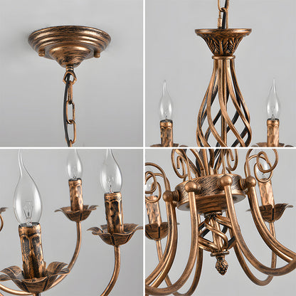 Vintage Bronze Iron Chandelier Dining Pendant | Ulnico