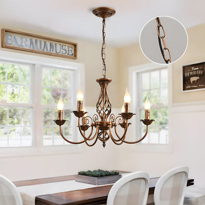 Vintage Bronze Iron Chandelier Dining Pendant | Ulnico