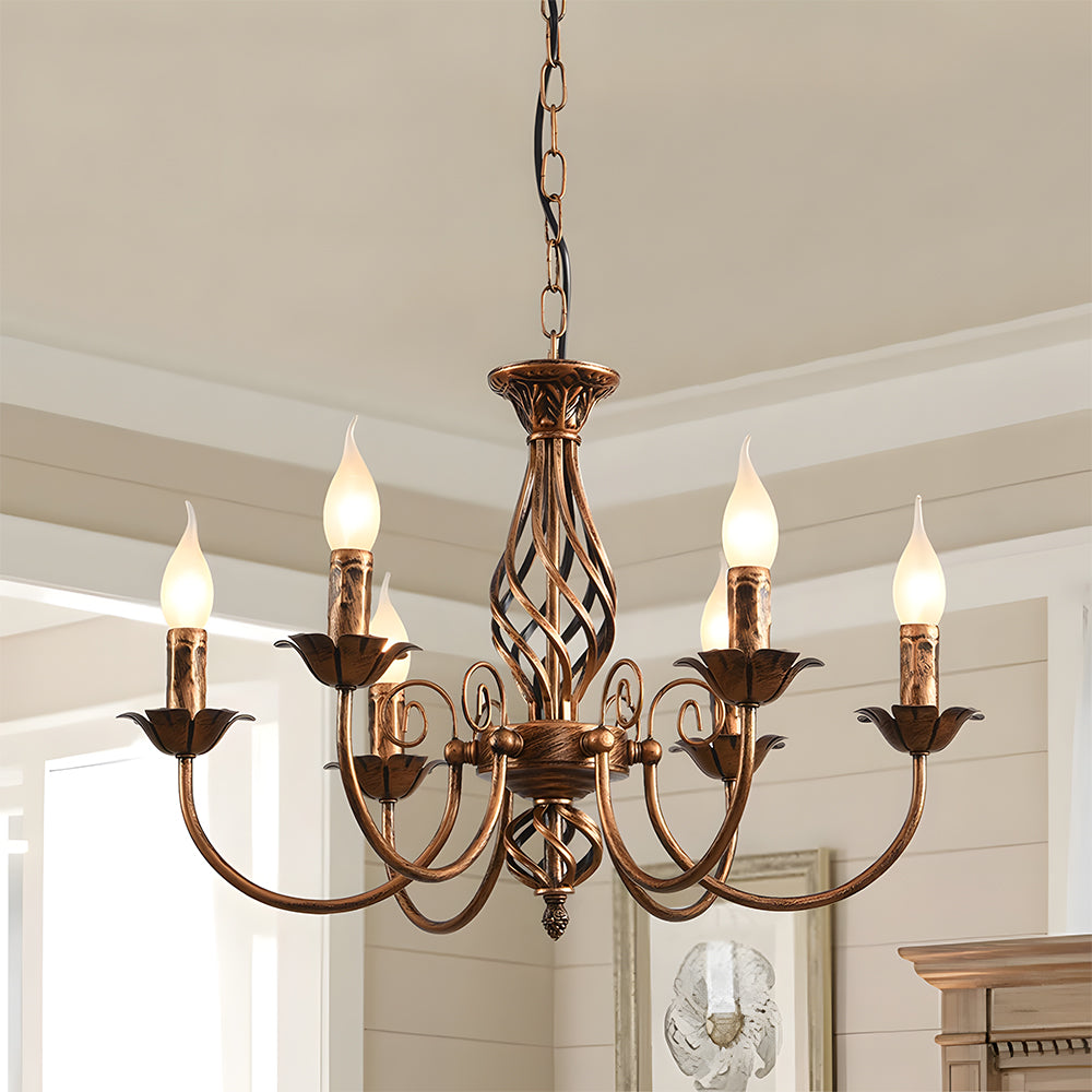 Vintage Bronze Iron Chandelier Dining Pendant | Ulnico