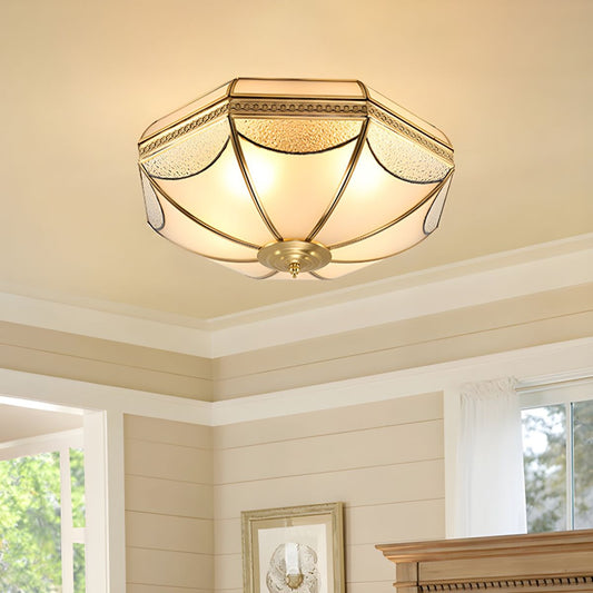 Vintage Colonial Style Flush Ceiling Light Glass Brass | Arlisse