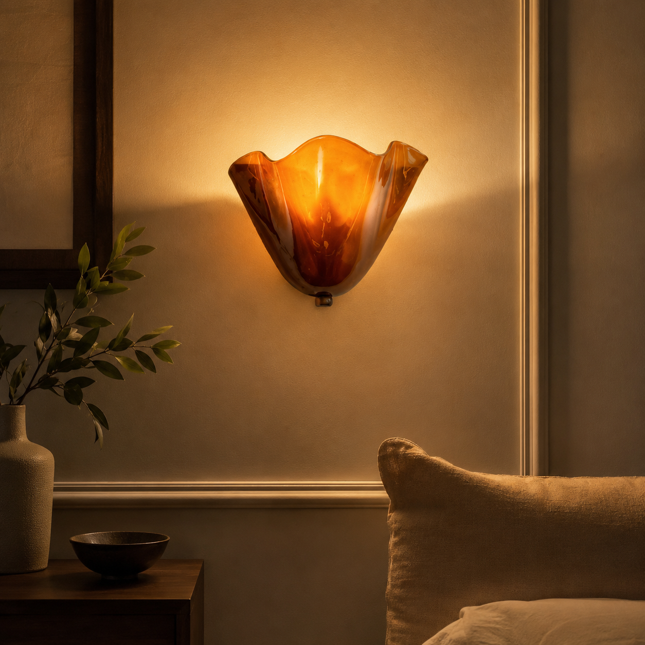 Vintage Coloured Glass Wall Sconce Light Fixture | Glasica
