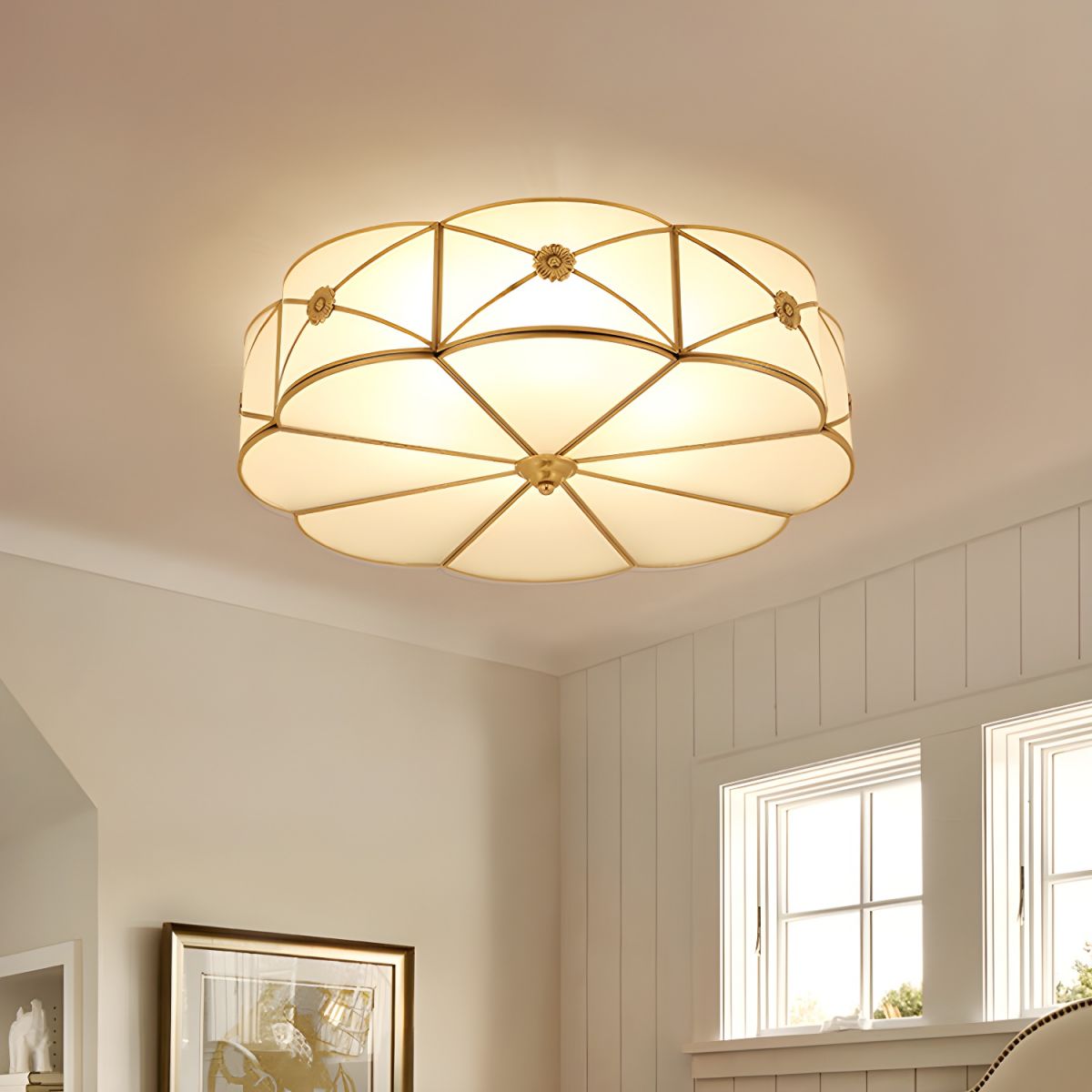 Vintage Frosted Glass Ceiling Light Flush Mount | Velvan