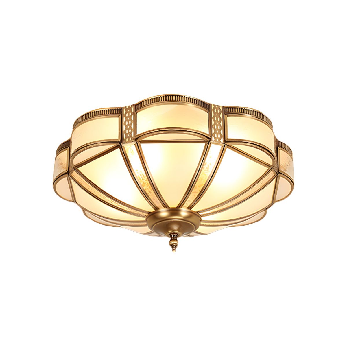 Vintage Frosted Glass Ceiling Light with Brass Finish | Valenne