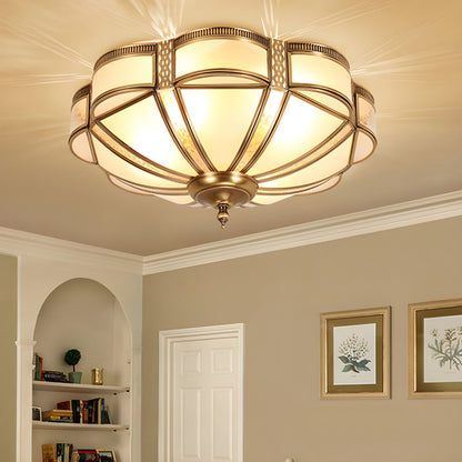 Vintage Frosted Glass Ceiling Light with Brass Finish | Valenne