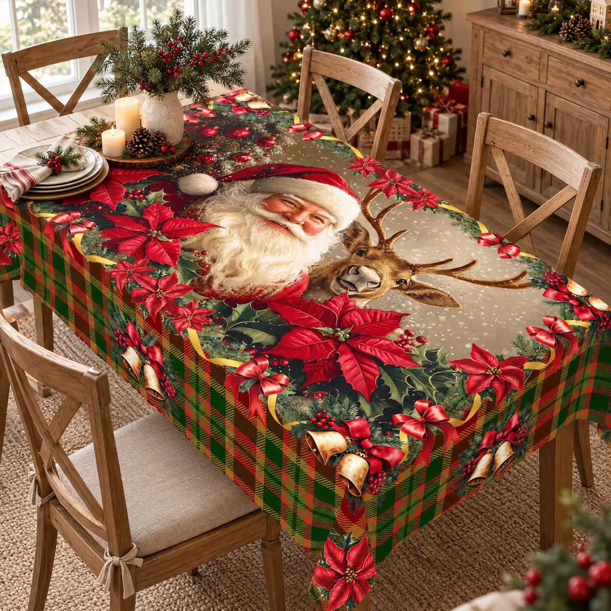 Vintage Holiday Print Dining Tablecloth