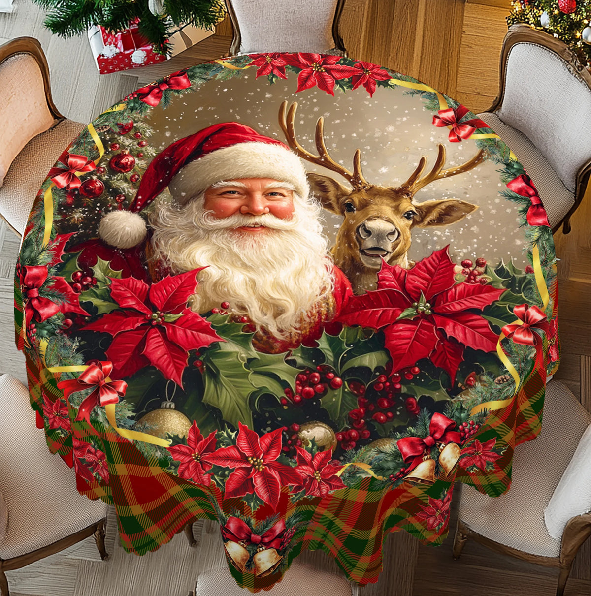 Vintage Holiday Print Dining Tablecloth