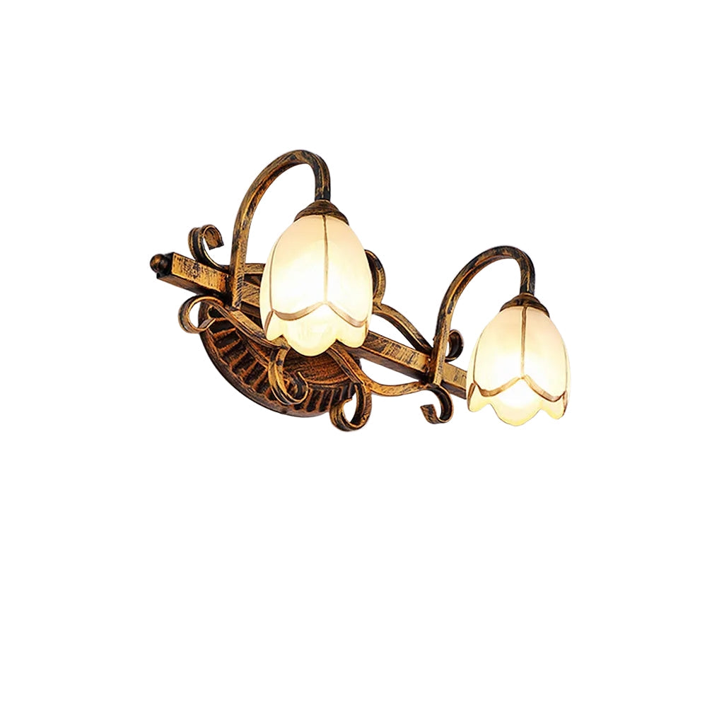 Vintage Metal Flower Frame Mirror Wall Light Fixture | Florena