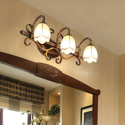 Vintage Metal Flower Frame Mirror Wall Light Fixture | Florena