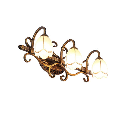Vintage Metal Flower Frame Mirror Wall Light Fixture | Florena
