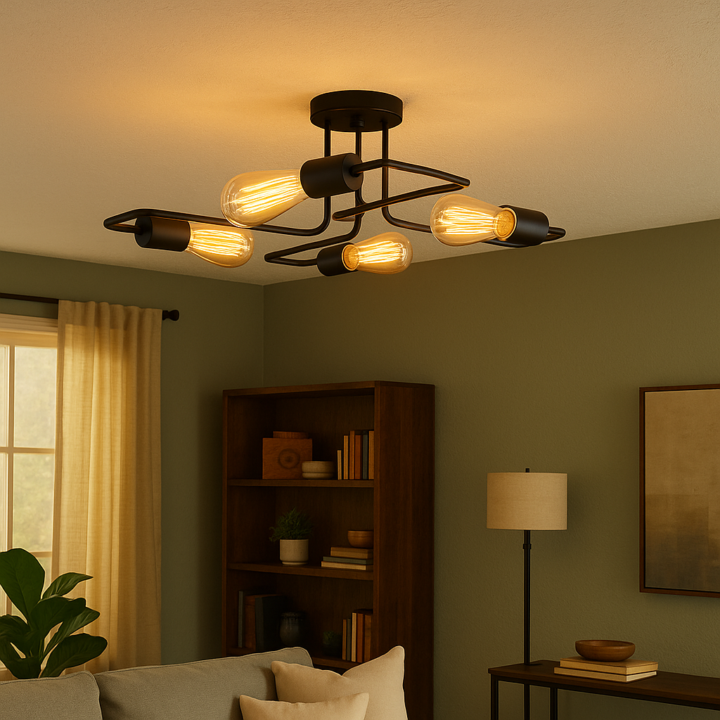 Vintage Metal Frame Ceiling Light Industrial Minimalist | Salira