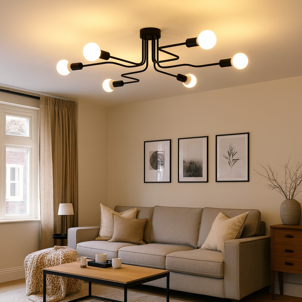 Vintage Metal Frame Ceiling Light Industrial Minimalist | Salira