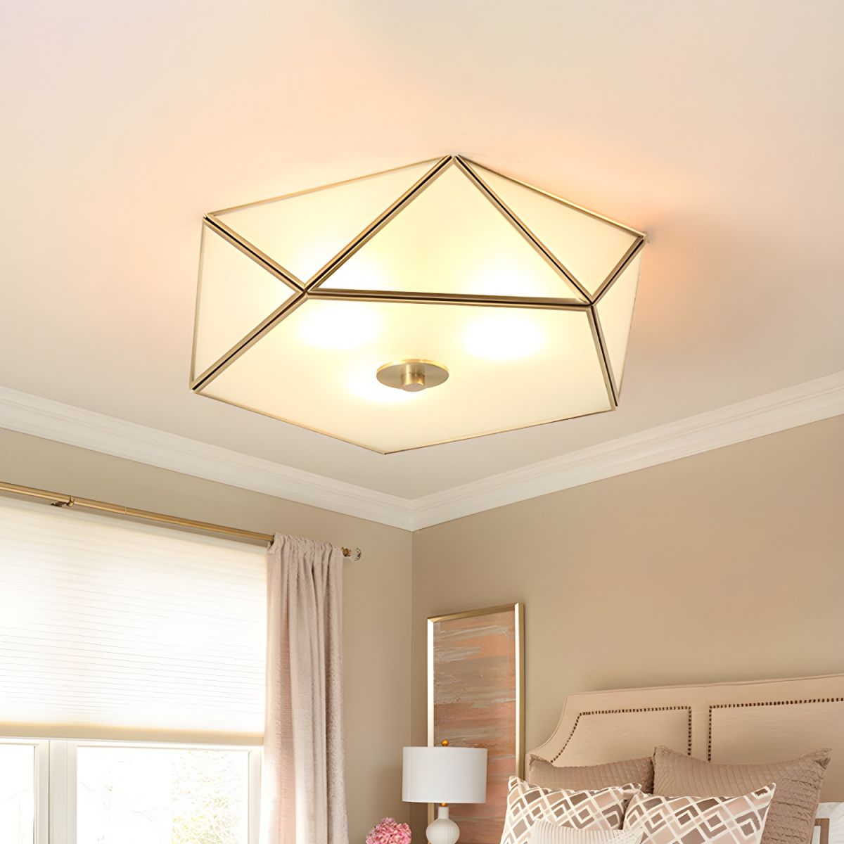 Vintage Prismatic Frosted Glass Ceiling Light Flush Mount | Lorenae