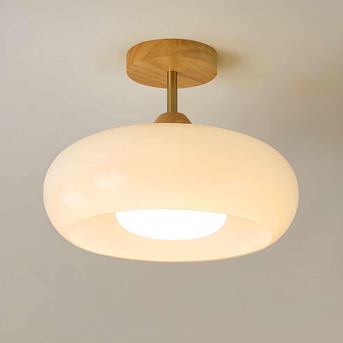 Vintage Style Wood Glass Drum Ceiling Lamp | Norvane