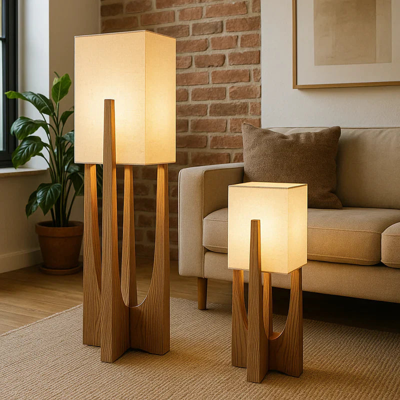Wabi Sabi Fabric Shade Floor Lamp Japanese Style | Velvino
