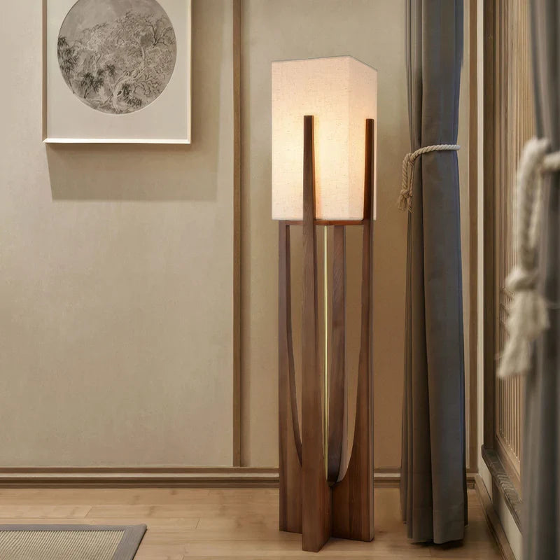 Wabi Sabi Fabric Shade Floor Lamp Japanese Style | Velvino