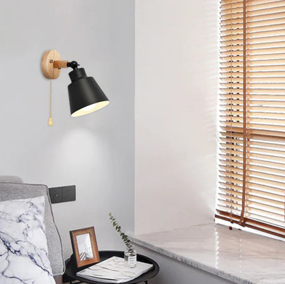 Wood Metal Pull Chain Scandinavian Wall Light | Nordlyn
