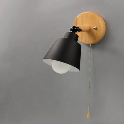Wood Metal Pull Chain Scandinavian Wall Light | Nordlyn
