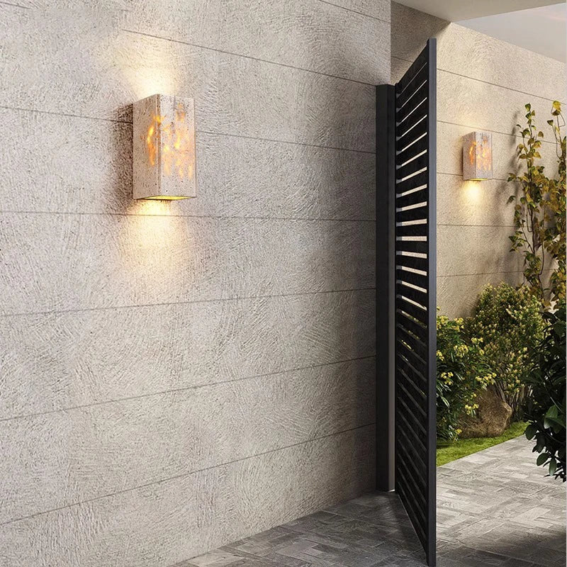 Wall Travertine Stone LED Outdoor Light Minimalist Design | Zelrico