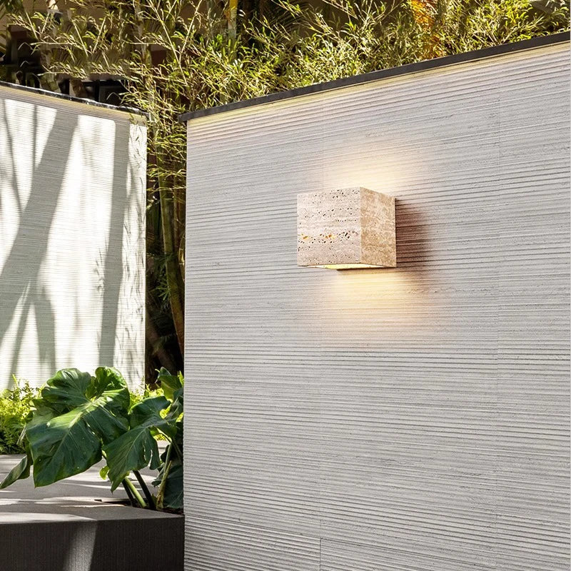 Wall Travertine Stone LED Outdoor Light Minimalist Design | Zelrico