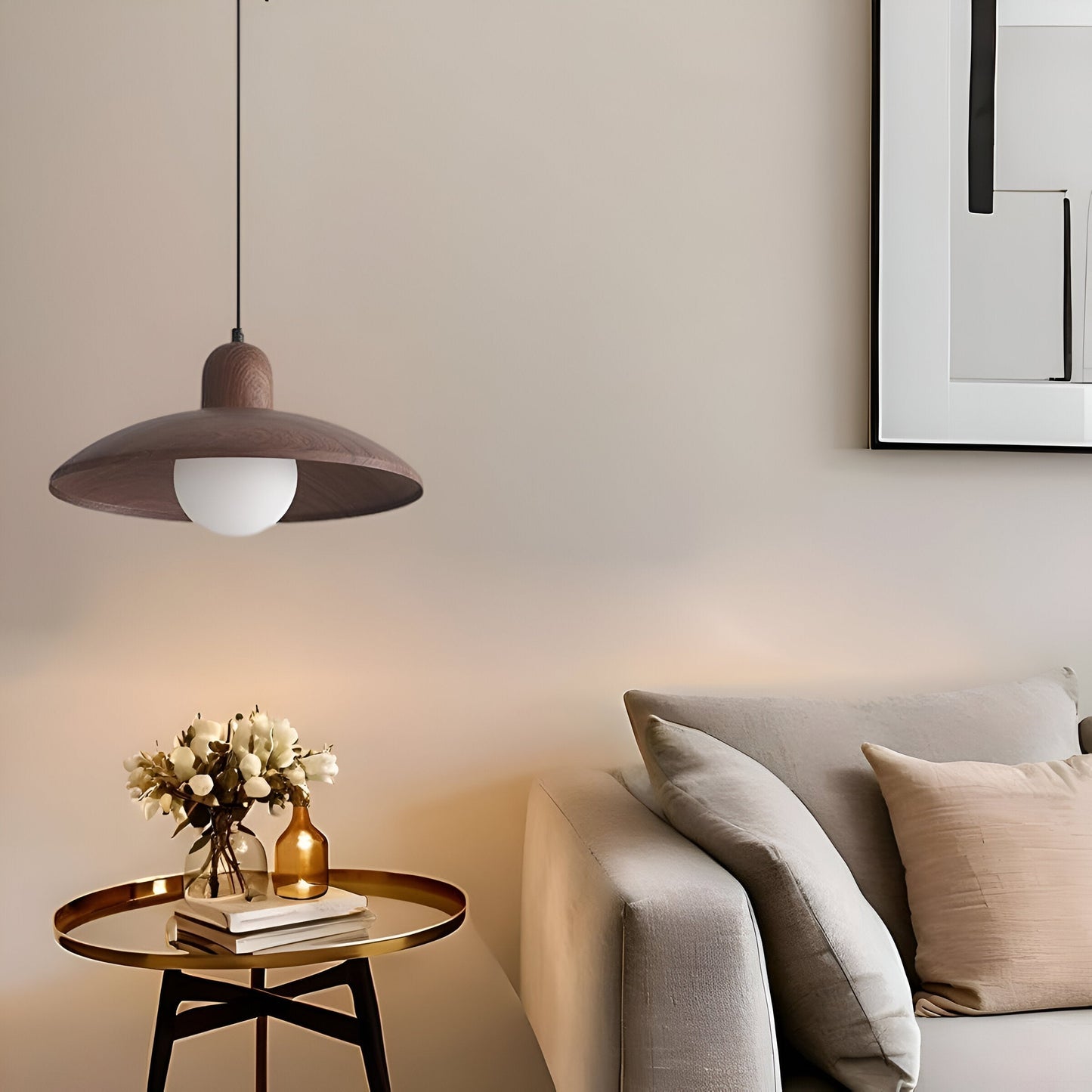 Walnut Finish Wabi Sabi Pendant Light Japanese Style | Novelle