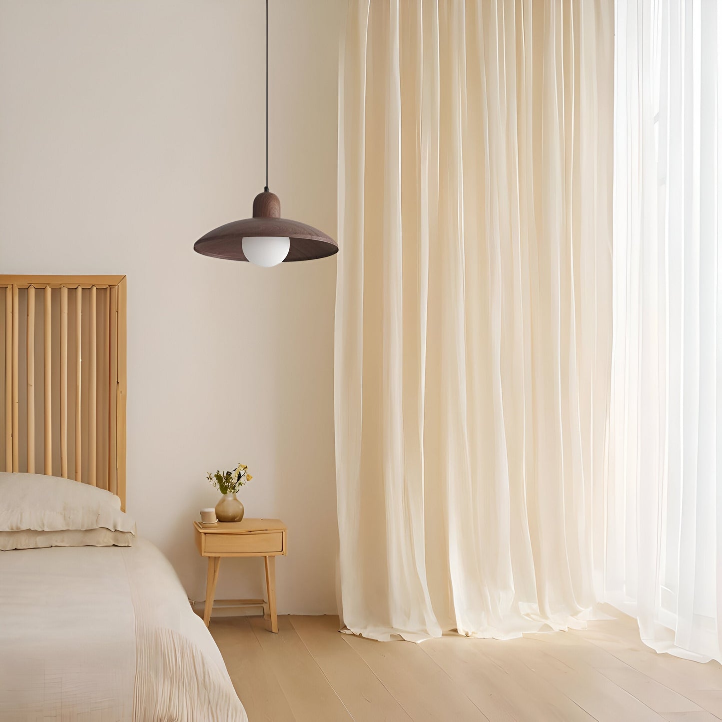 Walnut Finish Wabi Sabi Pendant Light Japanese Style | Novelle