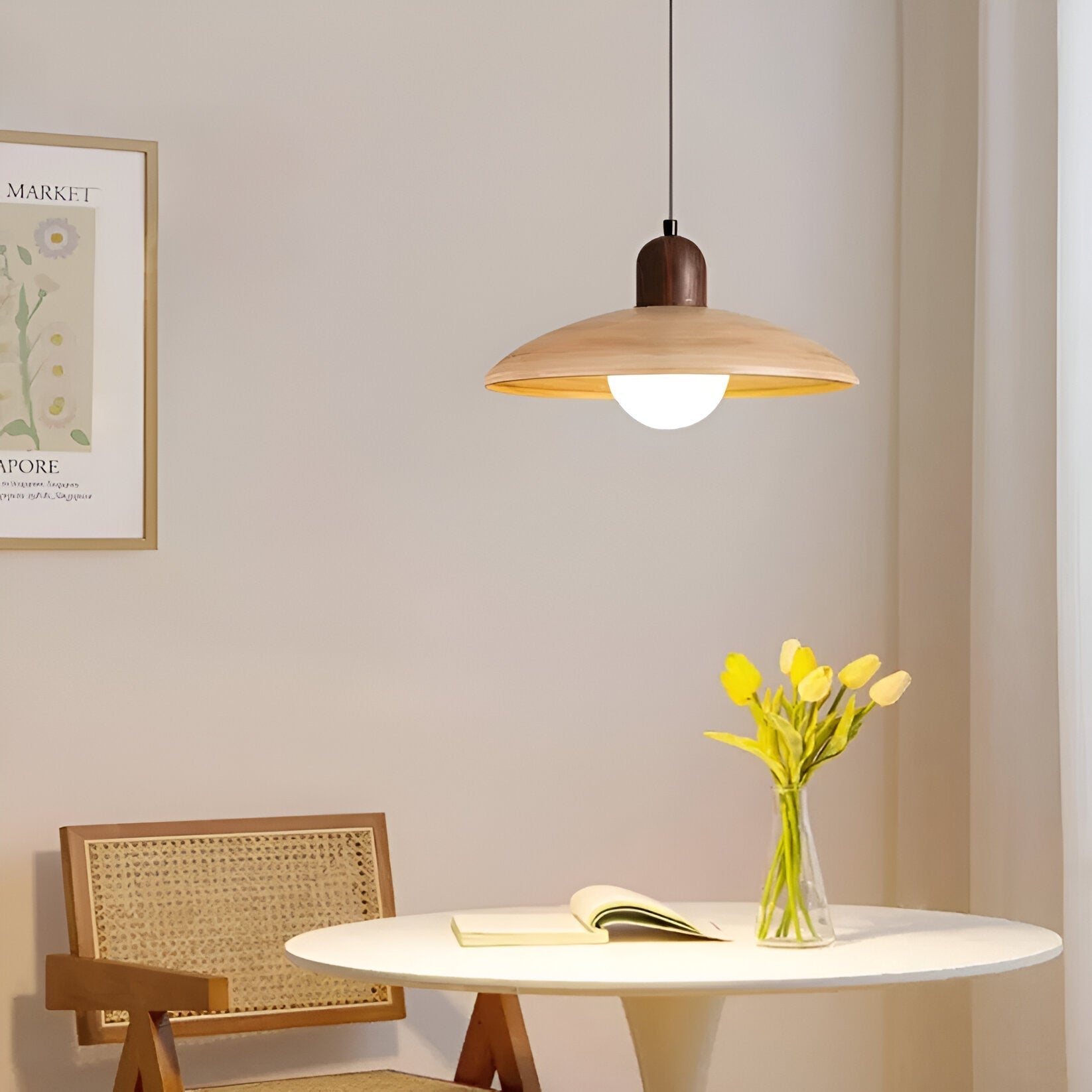 Walnut Finish Wabi Sabi Pendant Light Japanese Style | Novelle