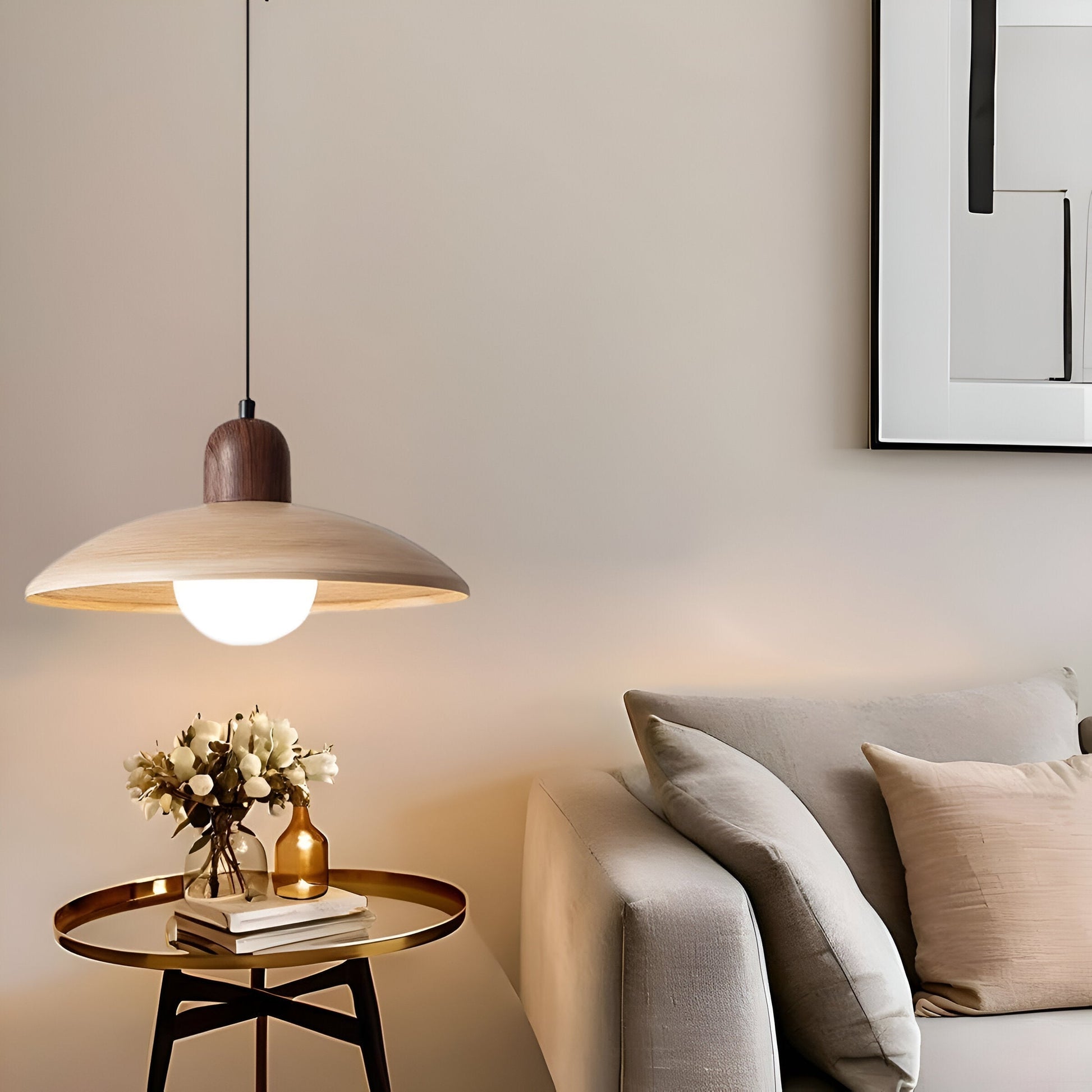 Walnut Finish Wabi Sabi Pendant Light Japanese Style | Novelle