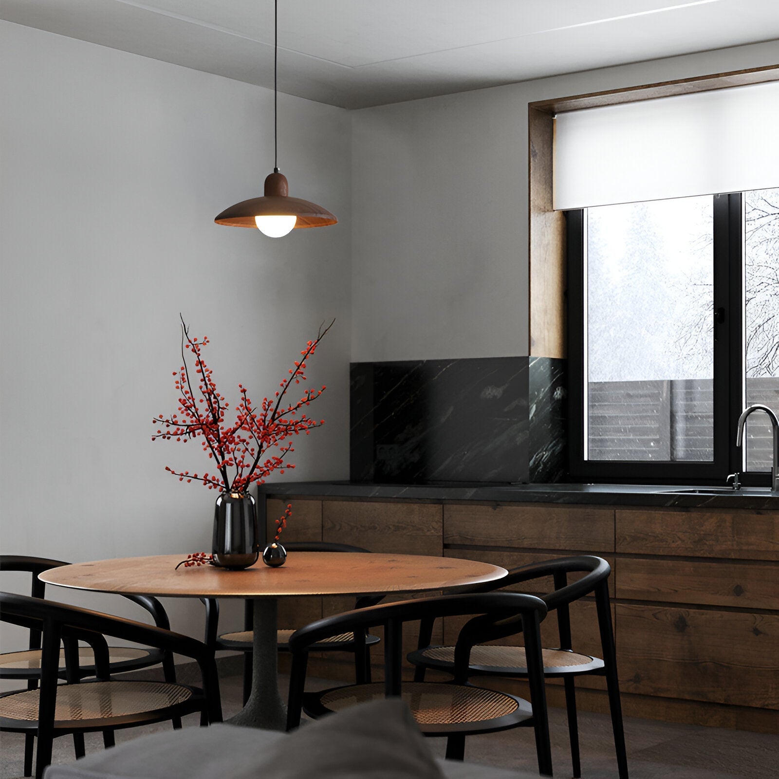 Walnut Finish Wabi Sabi Pendant Light Japanese Style | Novelle
