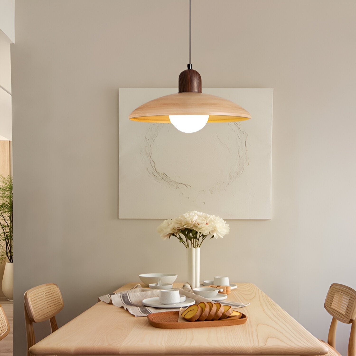 Walnut Finish Wabi Sabi Pendant Light Japanese Style | Novelle