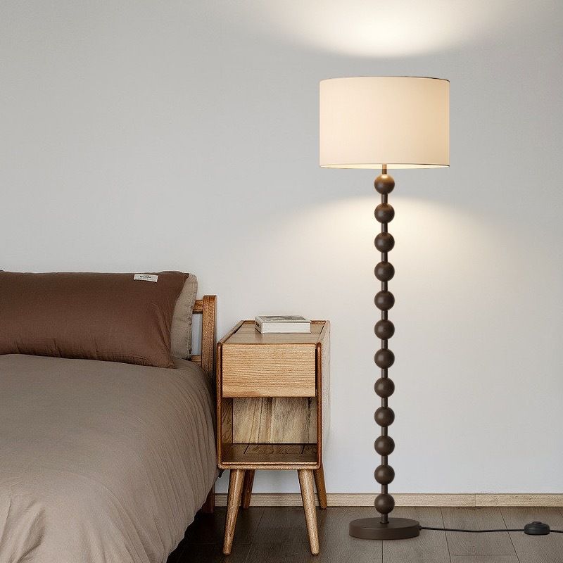 Walnut Metal Floor Lamp With Fabric Drum Shade Home | Zantori