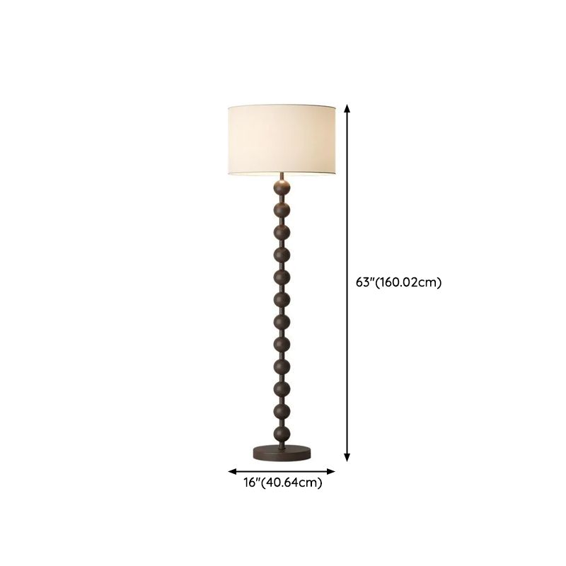 Walnut Metal Floor Lamp With Fabric Drum Shade Home | Zantori