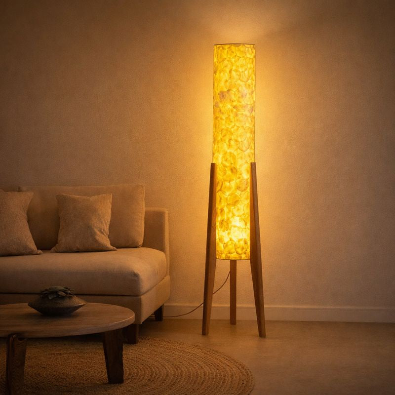 Walnut Wood Floor Lamp Scandinavian Zen Style Light | Narvane