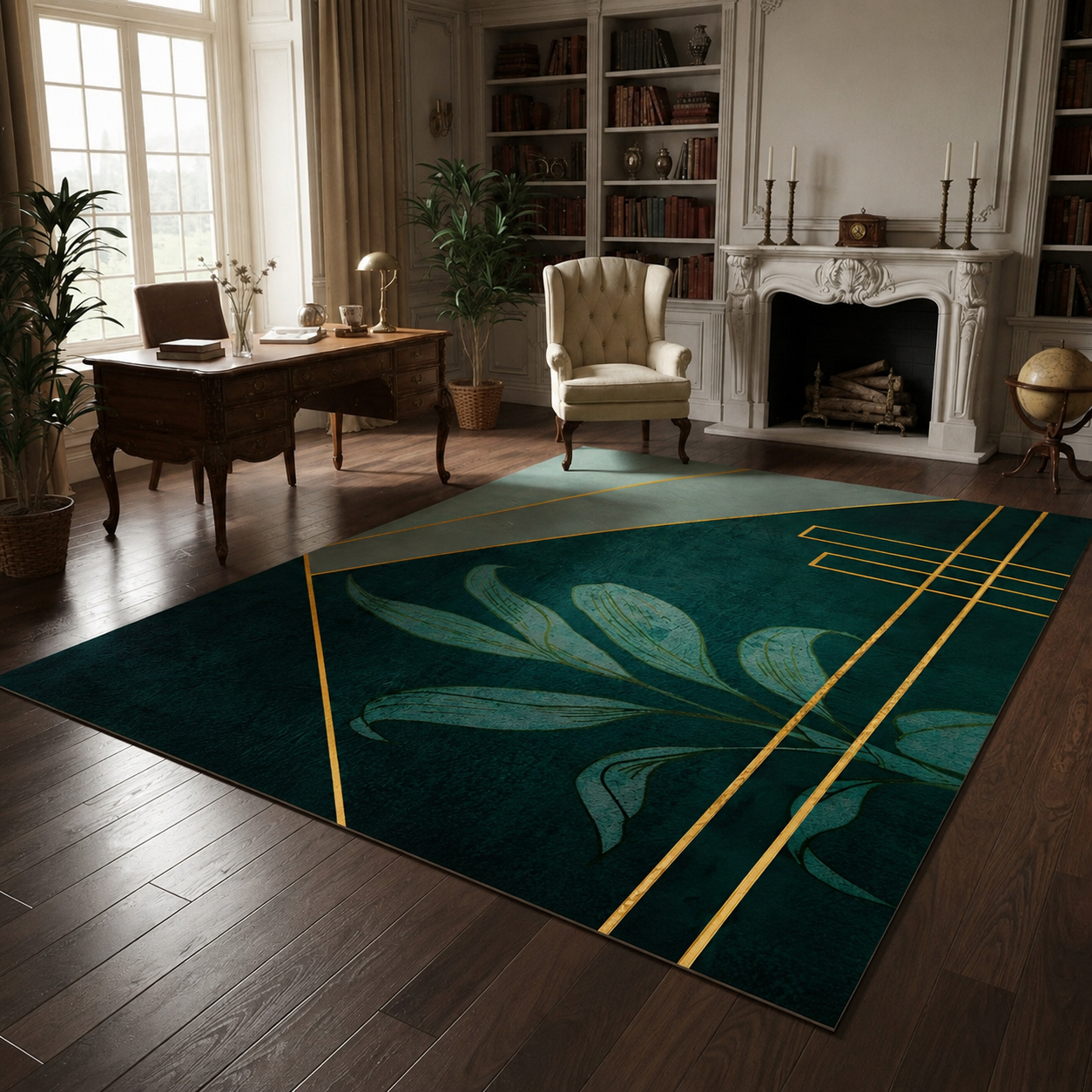 Washable Geometric Area Rug for Modern Living Room | Velnora
