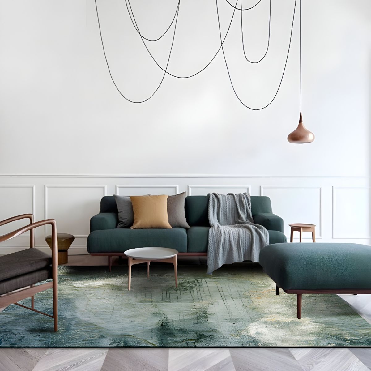 Washable Polyester Abstract Area Rug Industrial | Loomaria