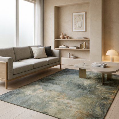 Washable Polyester Abstract Area Rug Industrial | Loomaria