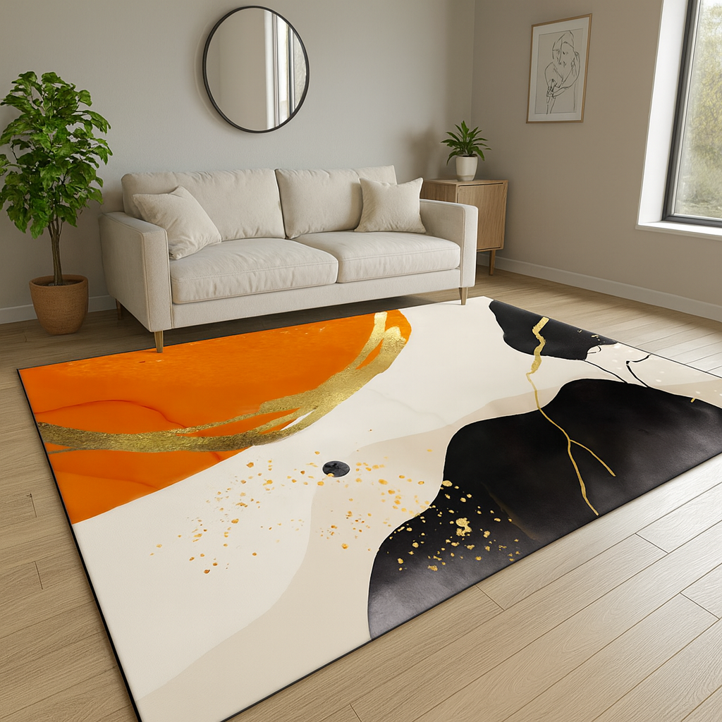 Washable Polyester Abstract Modern Rectangular Rug | Velantro